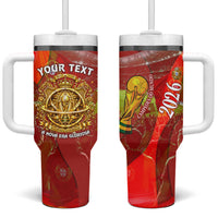 Custom Portugal Football World Champions 2026 Tumbler With Handle Golden Shield Crown Crest Soccer Trophy