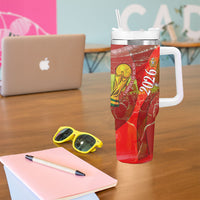 Custom Portugal Football World Champions 2026 Tumbler With Handle Golden Shield Crown Crest Soccer Trophy
