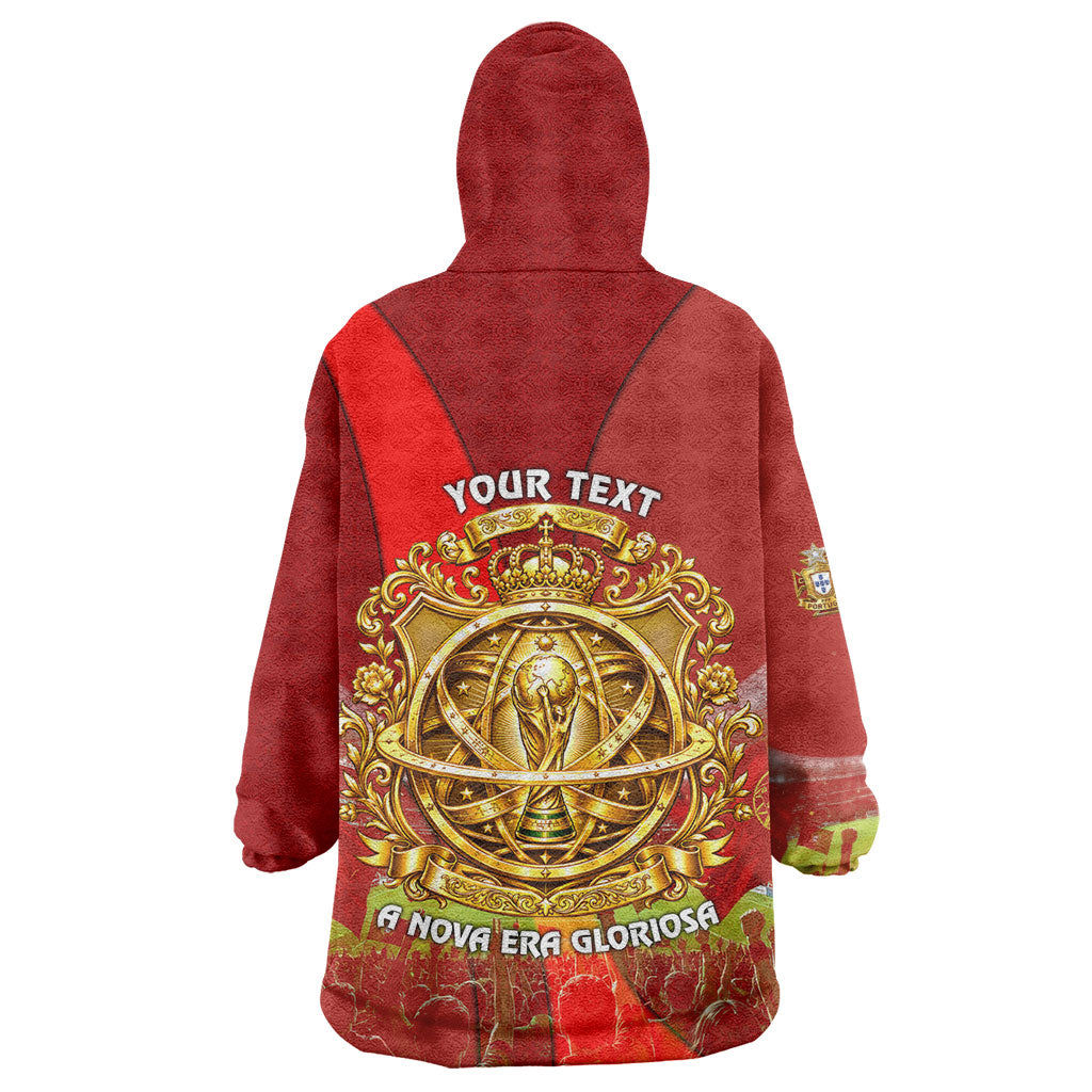 Custom Portugal Football World Champions 2026 Wearable Blanket Hoodie Golden Shield Crown Crest Soccer Trophy
