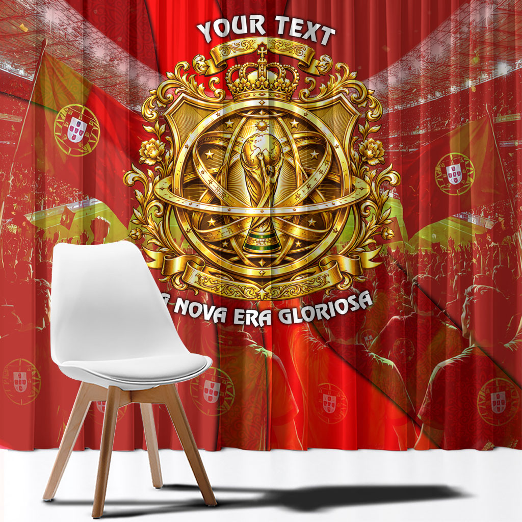Custom Portugal Football World Champions 2026 Window Curtain Golden Shield Crown Crest Soccer Trophy