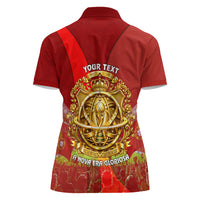 Custom Portugal Football World Champions 2026 Women Polo Shirt Golden Shield Crown Crest Soccer Trophy