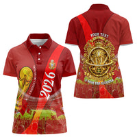 Custom Portugal Football World Champions 2026 Women Polo Shirt Golden Shield Crown Crest Soccer Trophy
