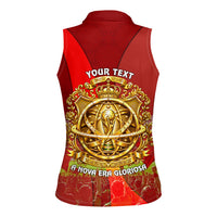 Custom Portugal Football World Champions 2026 Women Sleeveless Polo Shirt Golden Shield Crown Crest Soccer Trophy