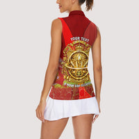 Custom Portugal Football World Champions 2026 Women Sleeveless Polo Shirt Golden Shield Crown Crest Soccer Trophy