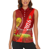 Custom Portugal Football World Champions 2026 Women Sleeveless Polo Shirt Golden Shield Crown Crest Soccer Trophy