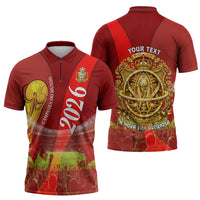 Custom Portugal Football World Champions 2026 Zipper Polo Shirt Golden Shield Crown Crest Soccer Trophy