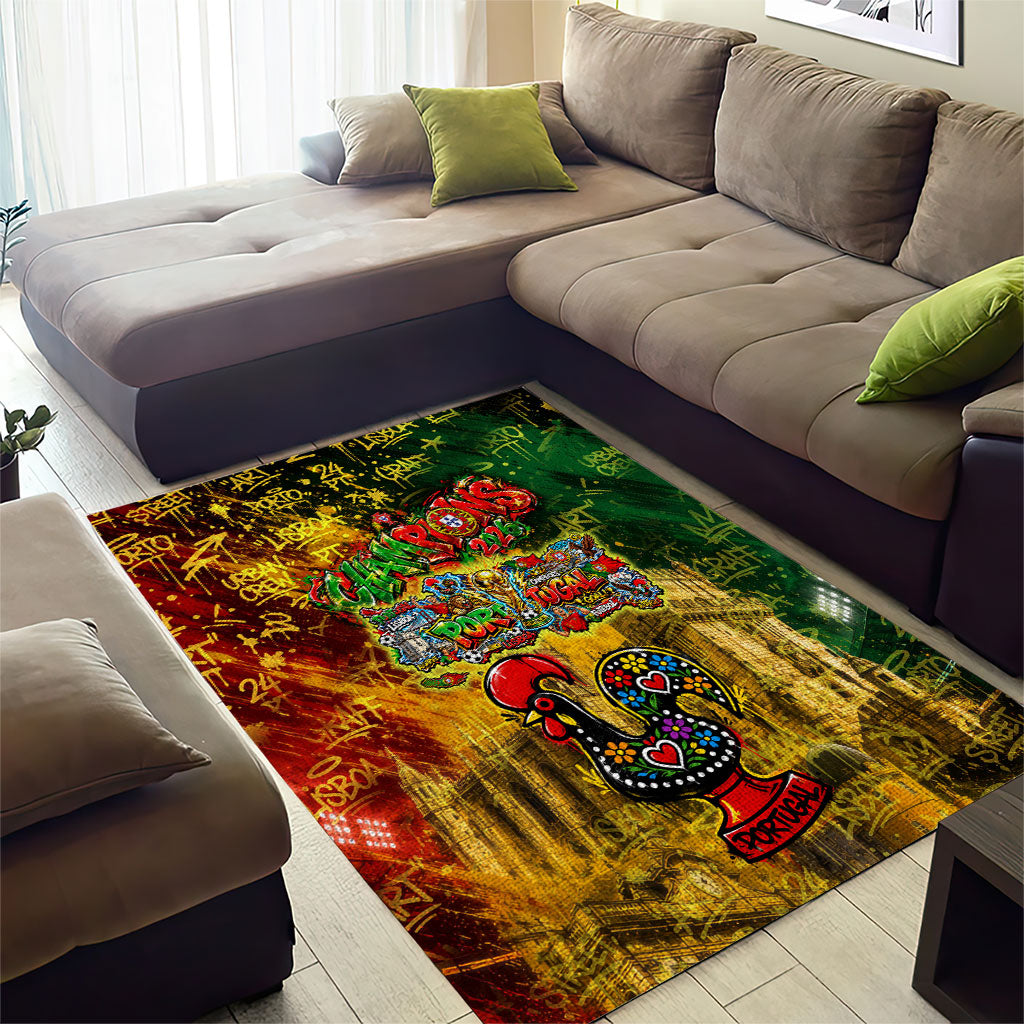 Portugal Football Champions 2026 Area Rug Urban Graffiti Street Art Galo De Barcelos