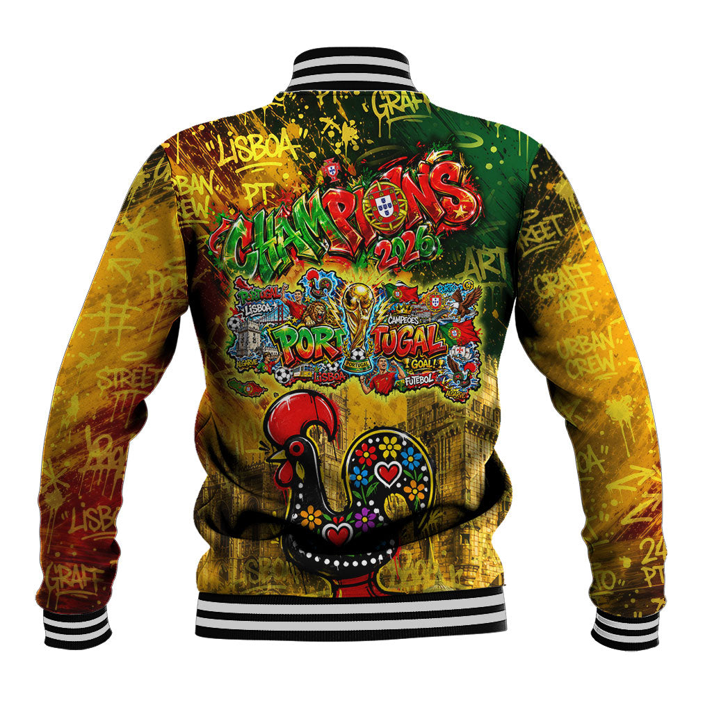 Portugal Football Champions 2026 Baseball Jacket Urban Graffiti Street Art Galo De Barcelos