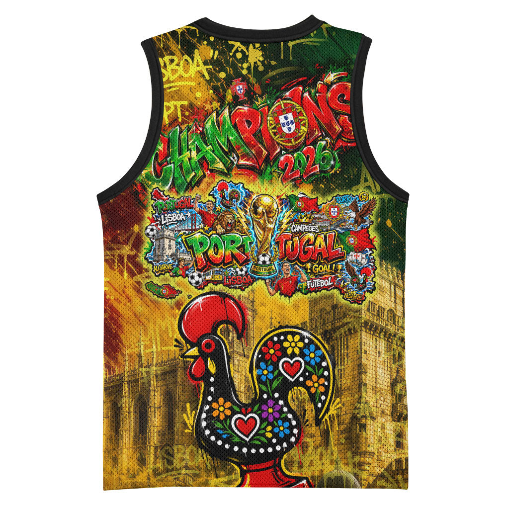 Portugal Football Champions 2026 Basketball Jersey Urban Graffiti Street Art Galo De Barcelos