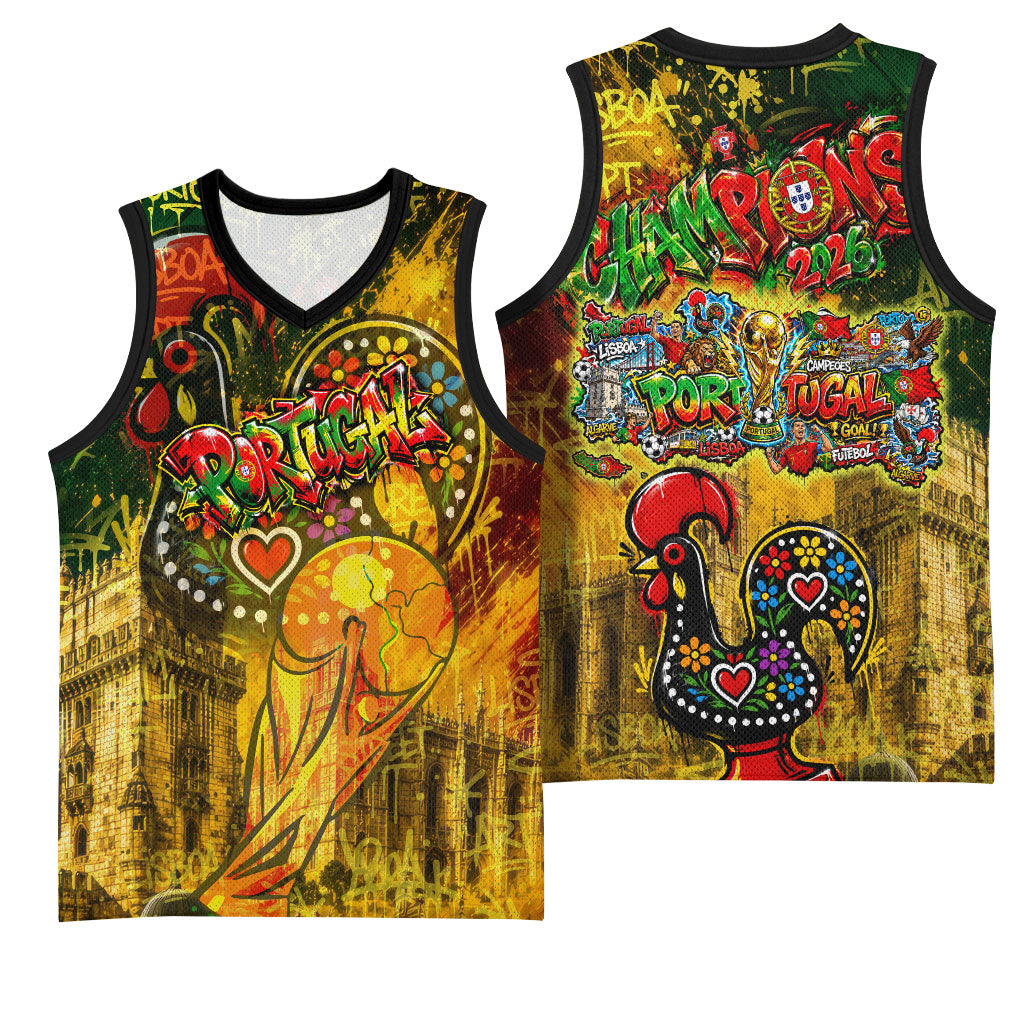 Portugal Football Champions 2026 Basketball Jersey Urban Graffiti Street Art Galo De Barcelos