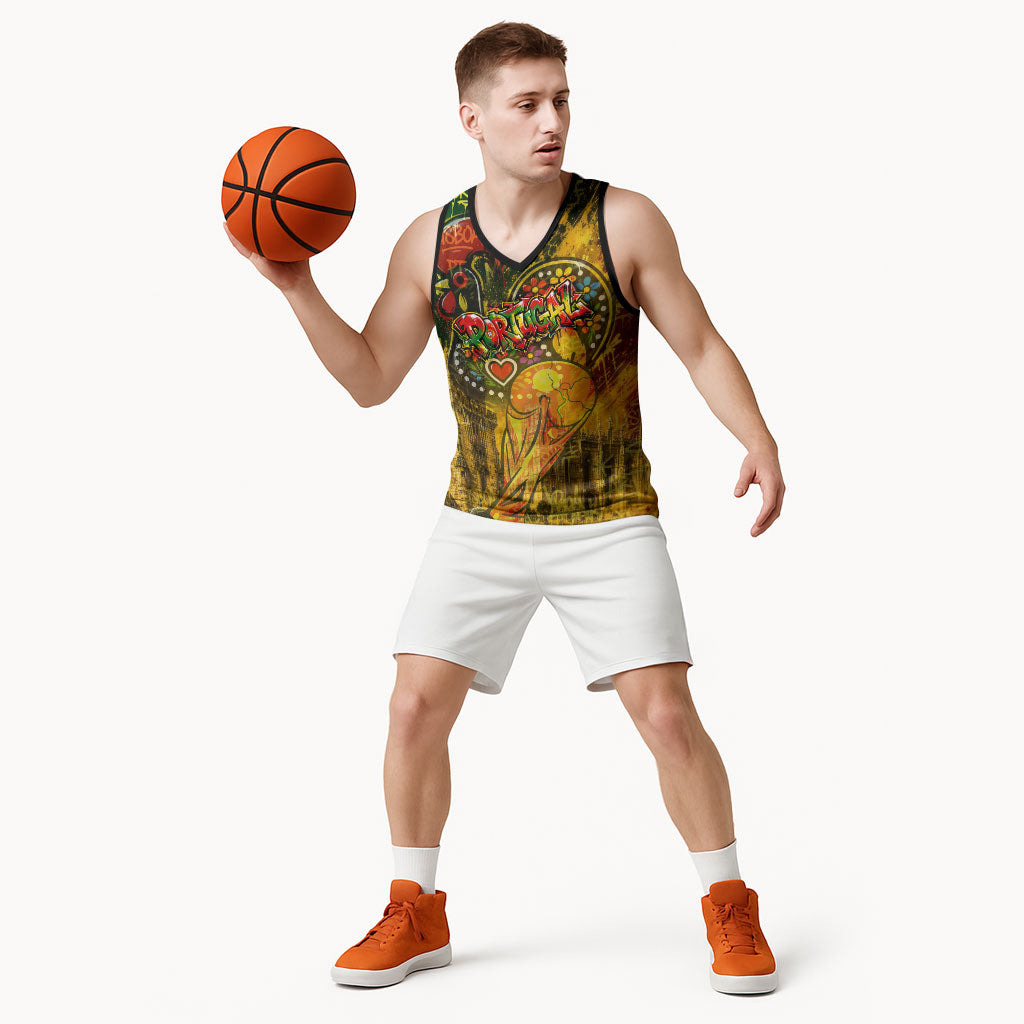 Portugal Football Champions 2026 Basketball Jersey Urban Graffiti Street Art Galo De Barcelos