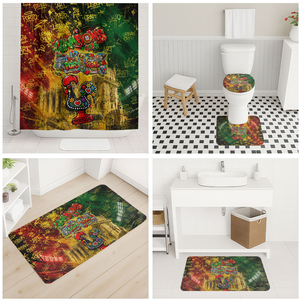 Portugal Football Champions 2026 Bathroom Set Urban Graffiti Street Art Galo De Barcelos