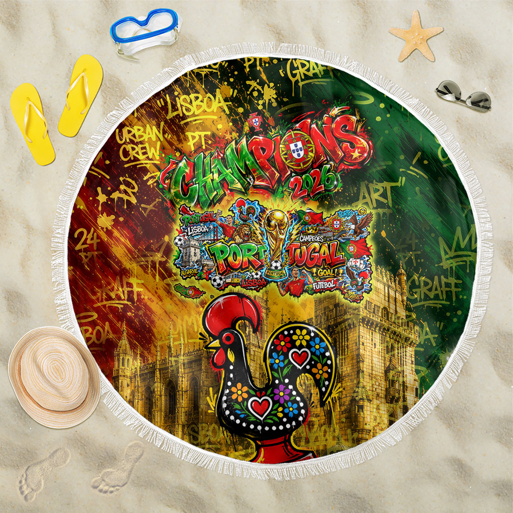 Portugal Football Champions 2026 Beach Blanket Urban Graffiti Street Art Galo De Barcelos