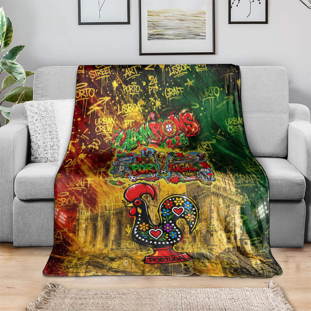 Portugal Football Champions 2026 Blanket Urban Graffiti Street Art Galo De Barcelos