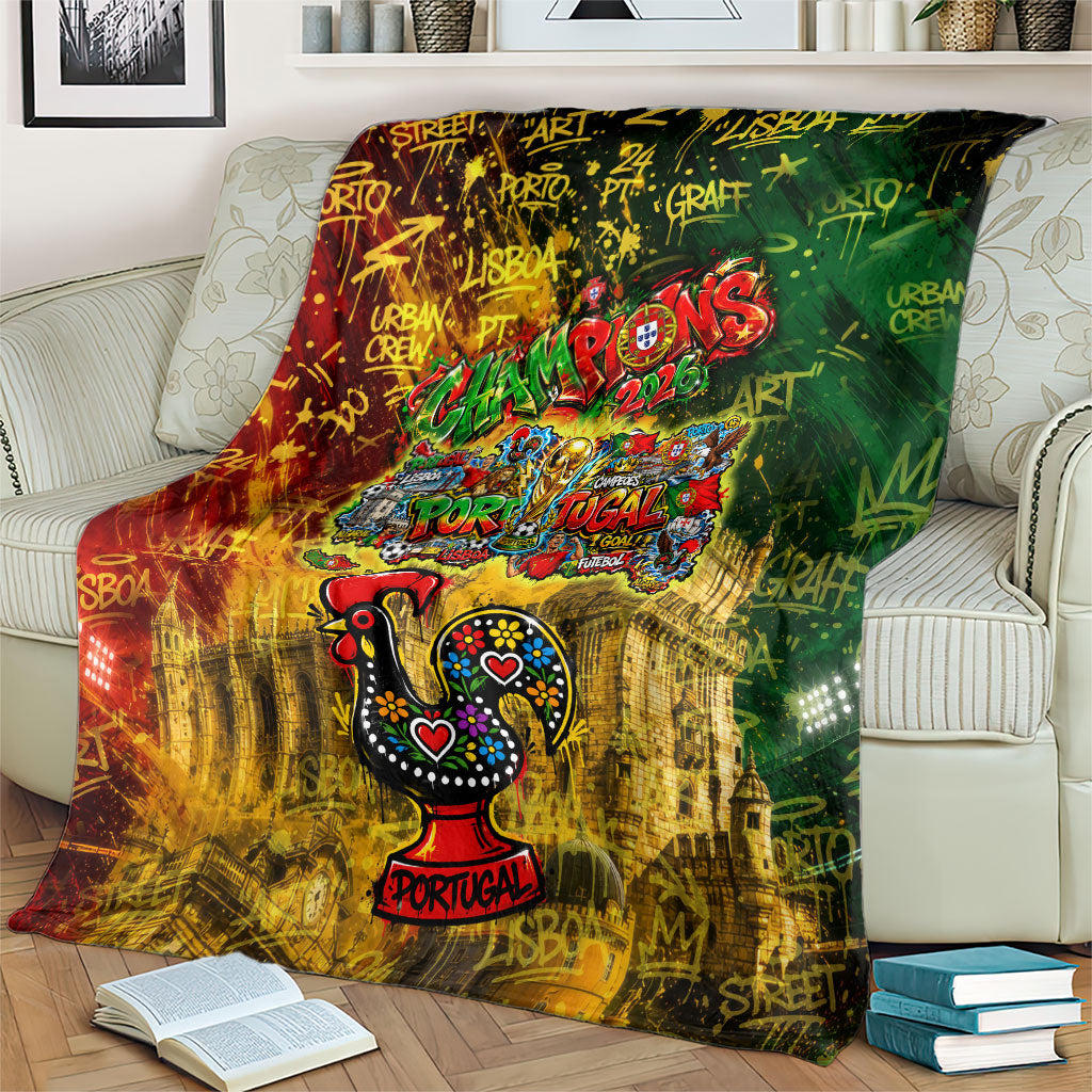 Portugal Football Champions 2026 Blanket Urban Graffiti Street Art Galo De Barcelos