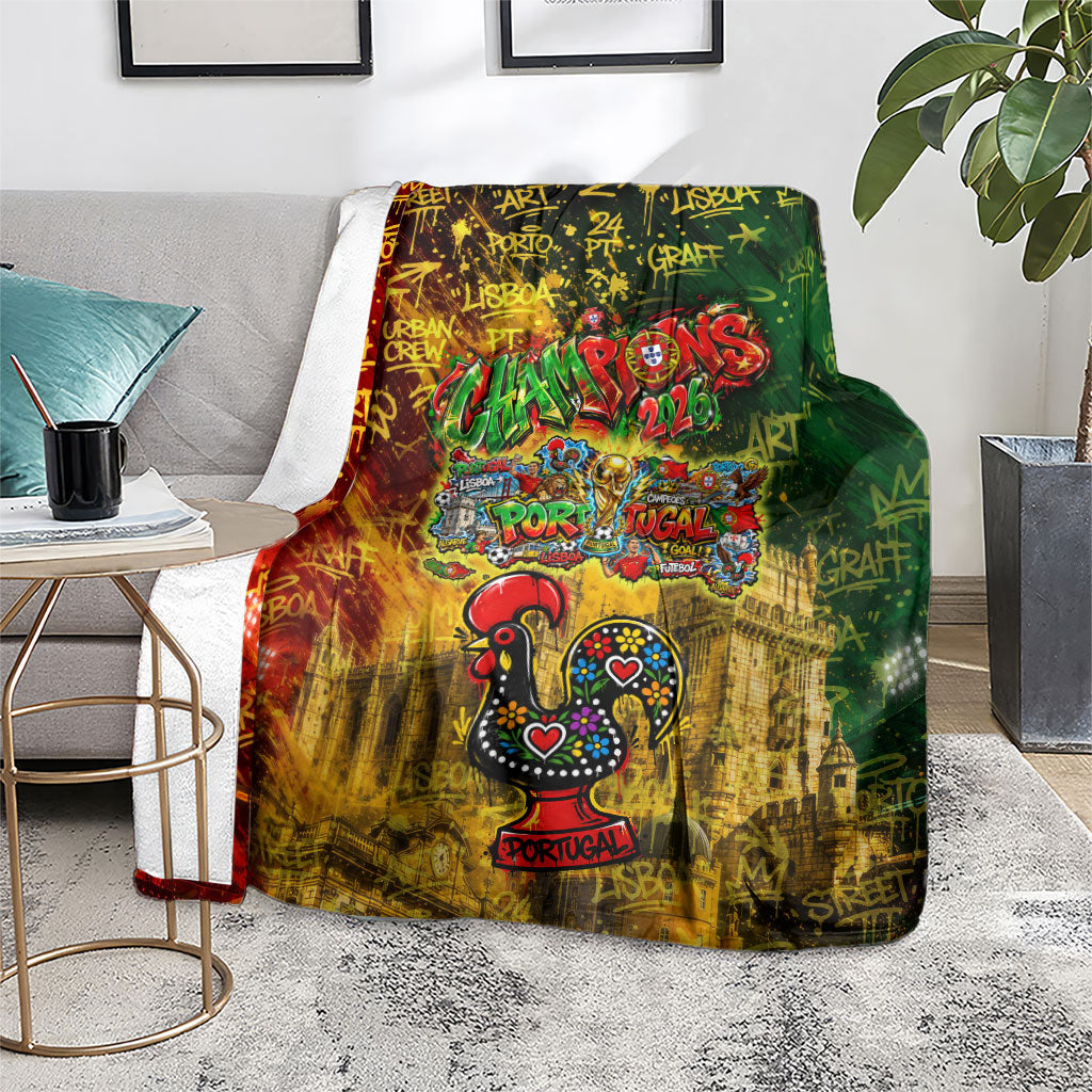 Portugal Football Champions 2026 Blanket Urban Graffiti Street Art Galo De Barcelos