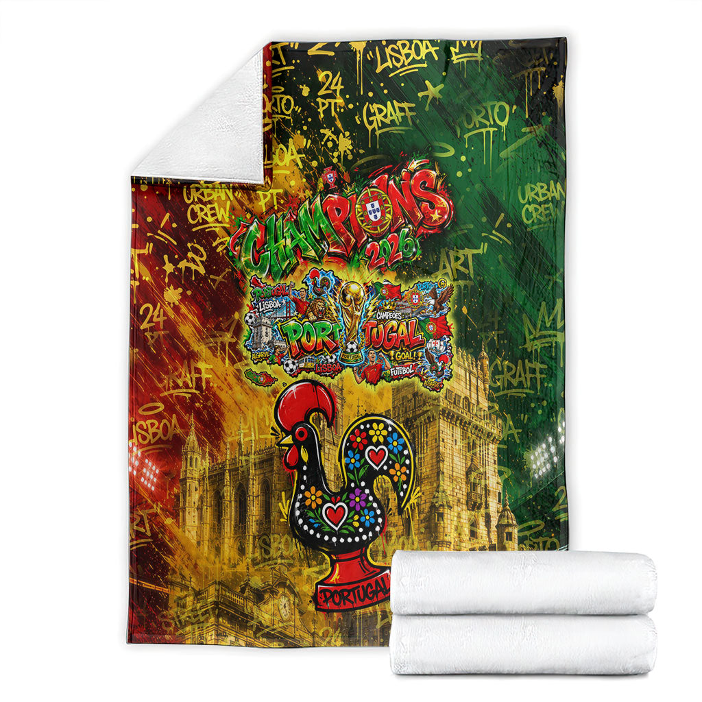 Portugal Football Champions 2026 Blanket Urban Graffiti Street Art Galo De Barcelos