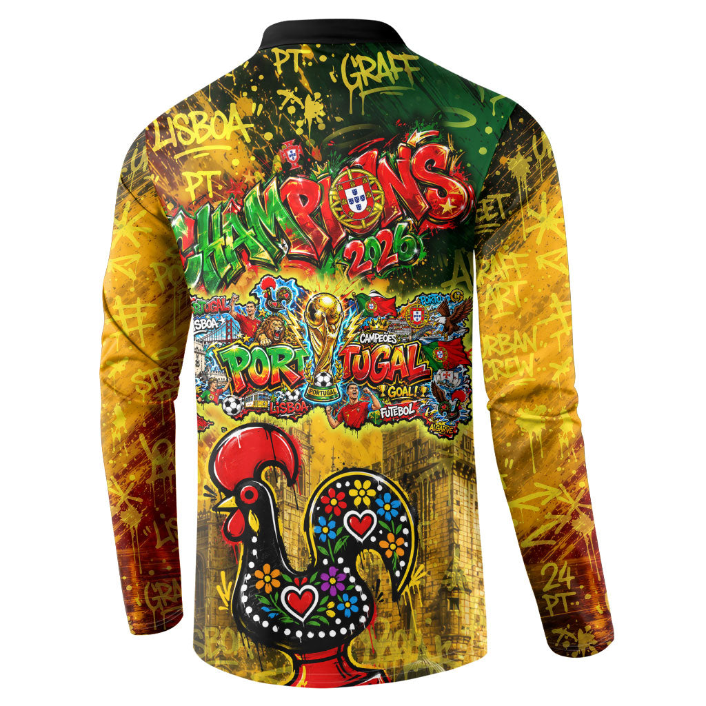 Portugal Football Champions 2026 Button Sweatshirt Urban Graffiti Street Art Galo De Barcelos