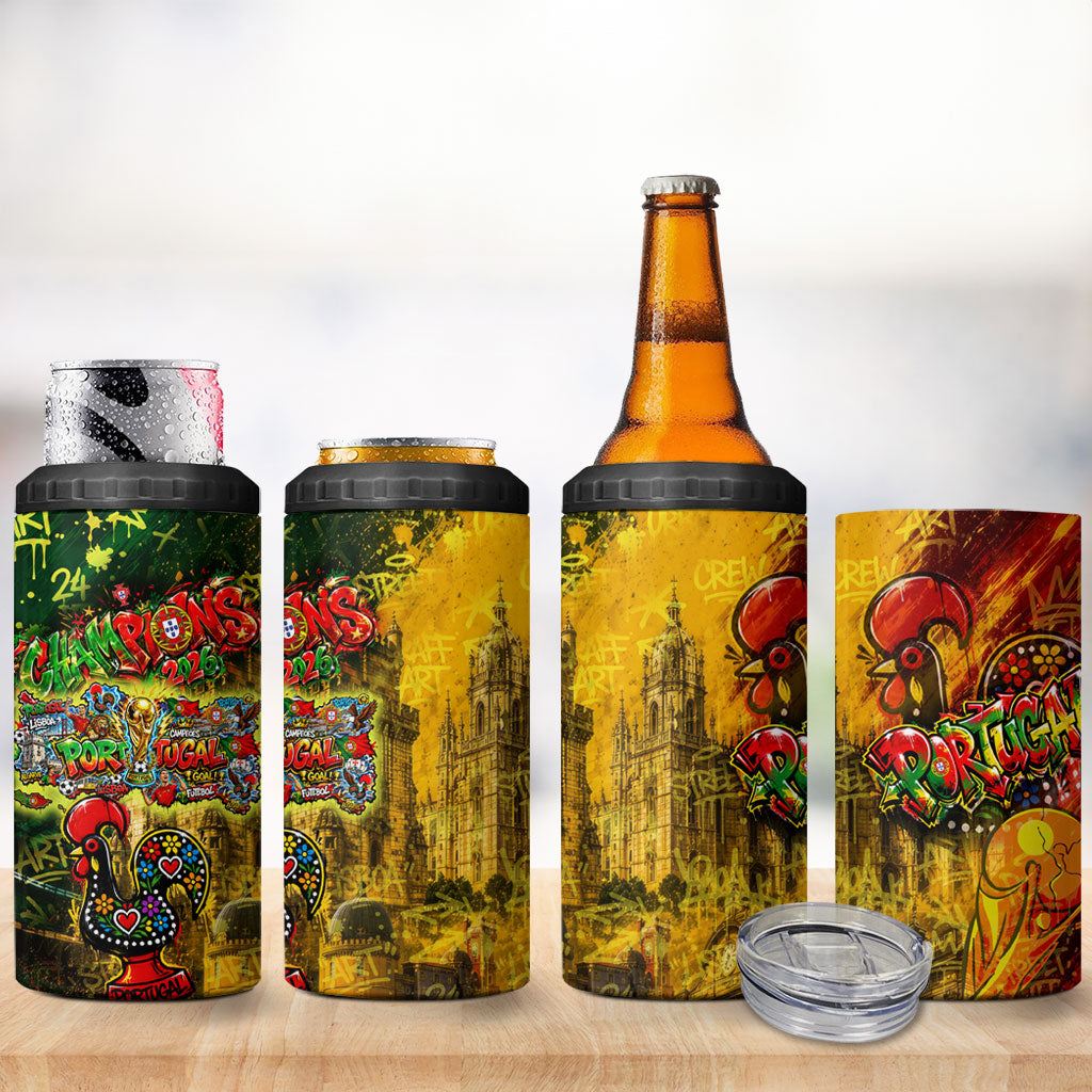 Portugal Football Champions 2026 4 in 1 Can Cooler Tumbler Urban Graffiti Street Art Galo De Barcelos