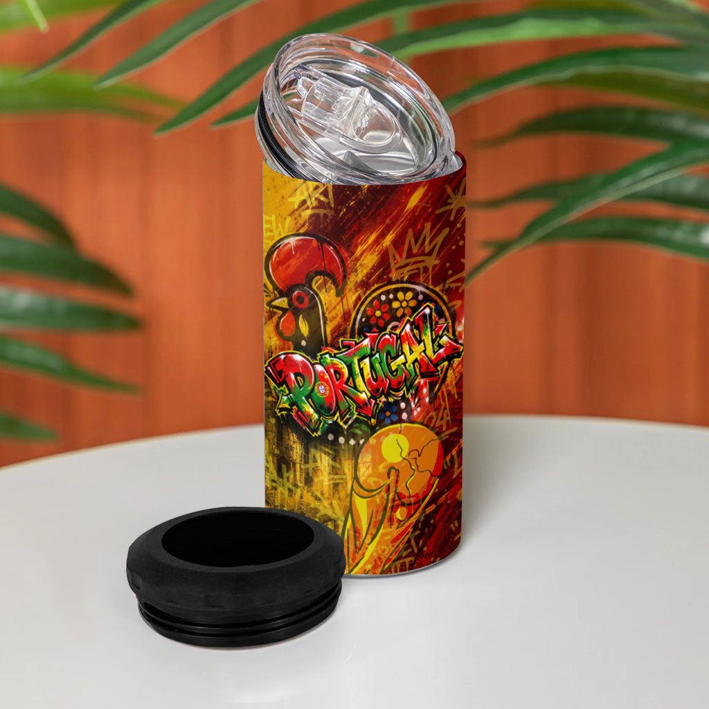 Portugal Football Champions 2026 4 in 1 Can Cooler Tumbler Urban Graffiti Street Art Galo De Barcelos
