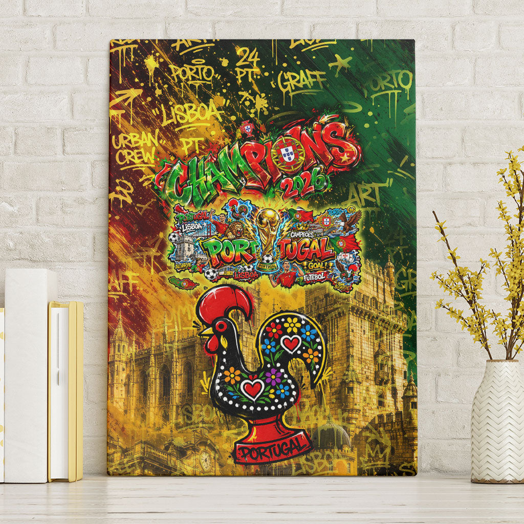 Portugal Football Champions 2026 Canvas Wall Art Urban Graffiti Street Art Galo De Barcelos