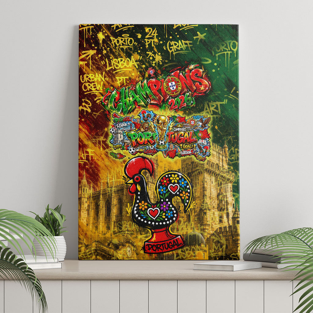 Portugal Football Champions 2026 Canvas Wall Art Urban Graffiti Street Art Galo De Barcelos