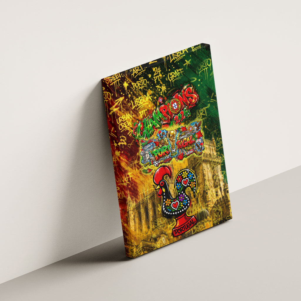 Portugal Football Champions 2026 Canvas Wall Art Urban Graffiti Street Art Galo De Barcelos