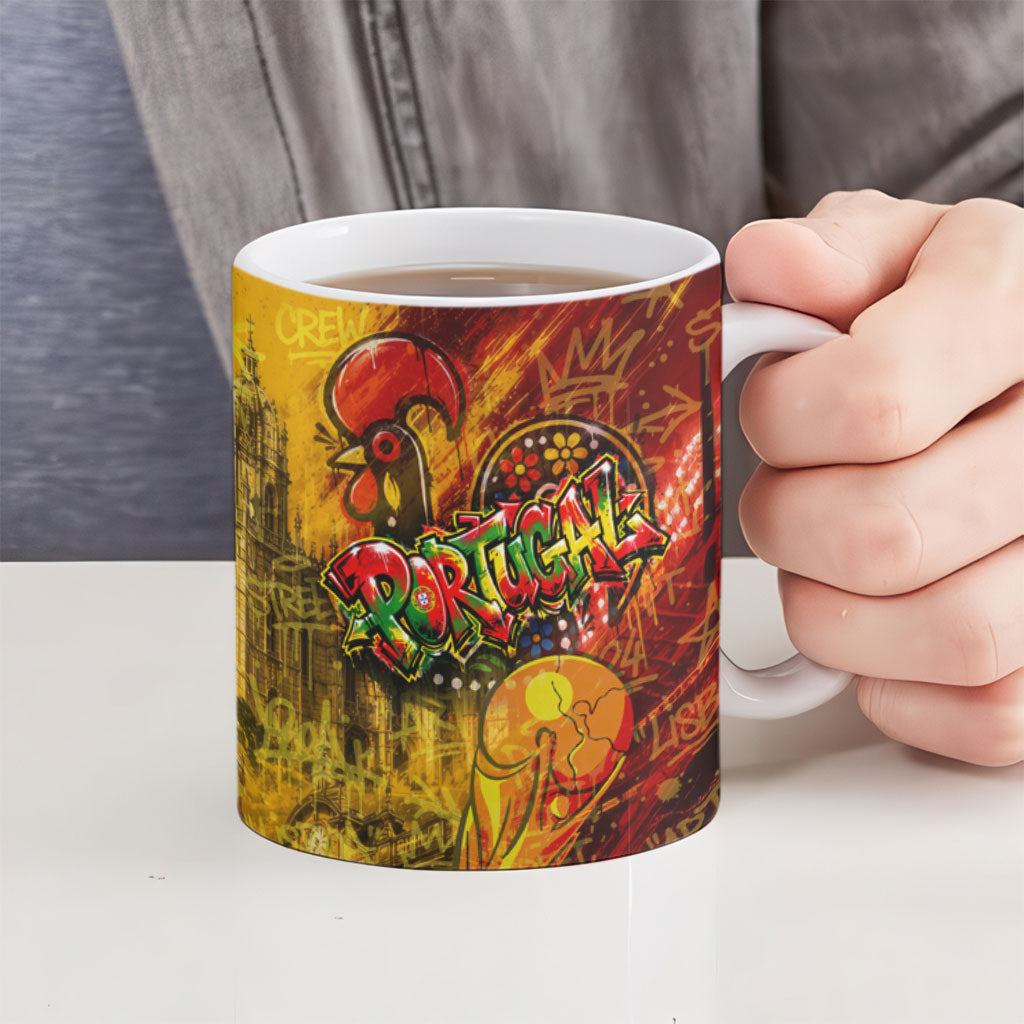 Portugal Football Champions 2026 Ceramic Mug Urban Graffiti Street Art Galo De Barcelos