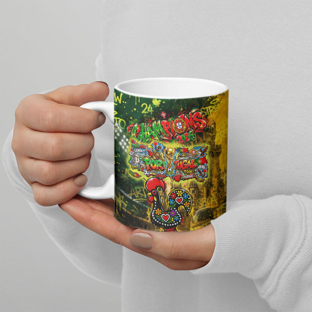 Portugal Football Champions 2026 Ceramic Mug Urban Graffiti Street Art Galo De Barcelos
