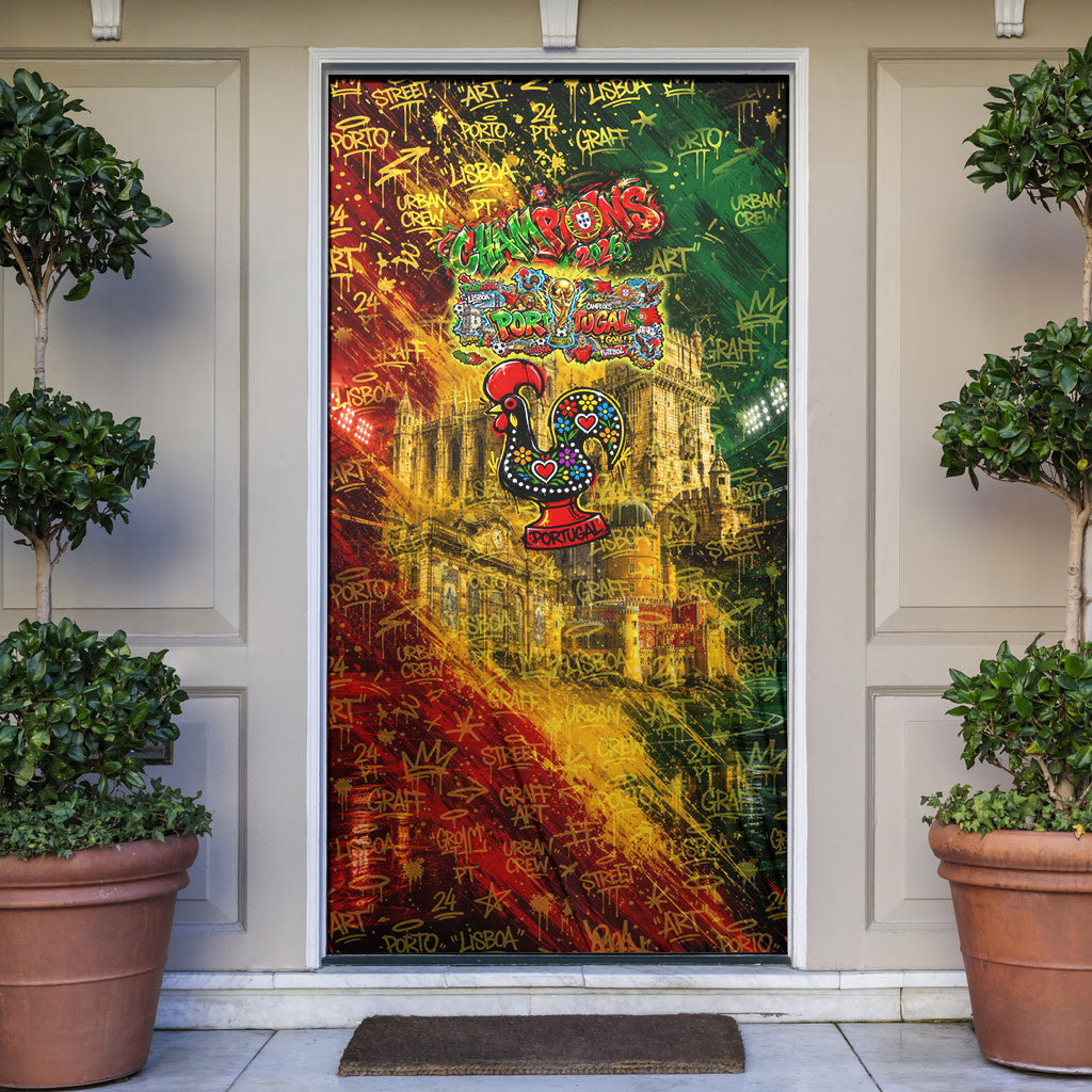 Portugal Football Champions 2026 Door Cover Urban Graffiti Street Art Galo De Barcelos