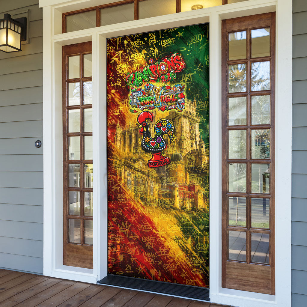 Portugal Football Champions 2026 Door Cover Urban Graffiti Street Art Galo De Barcelos