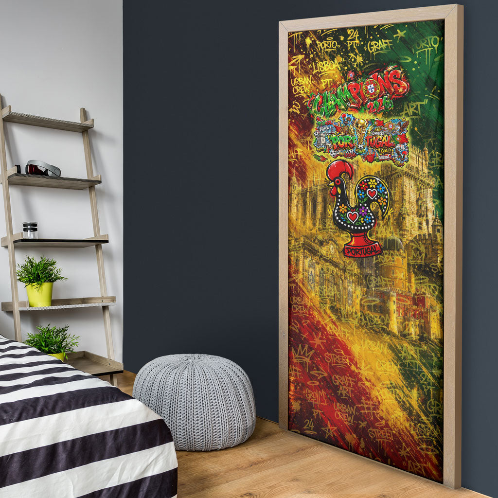 Portugal Football Champions 2026 Door Cover Urban Graffiti Street Art Galo De Barcelos