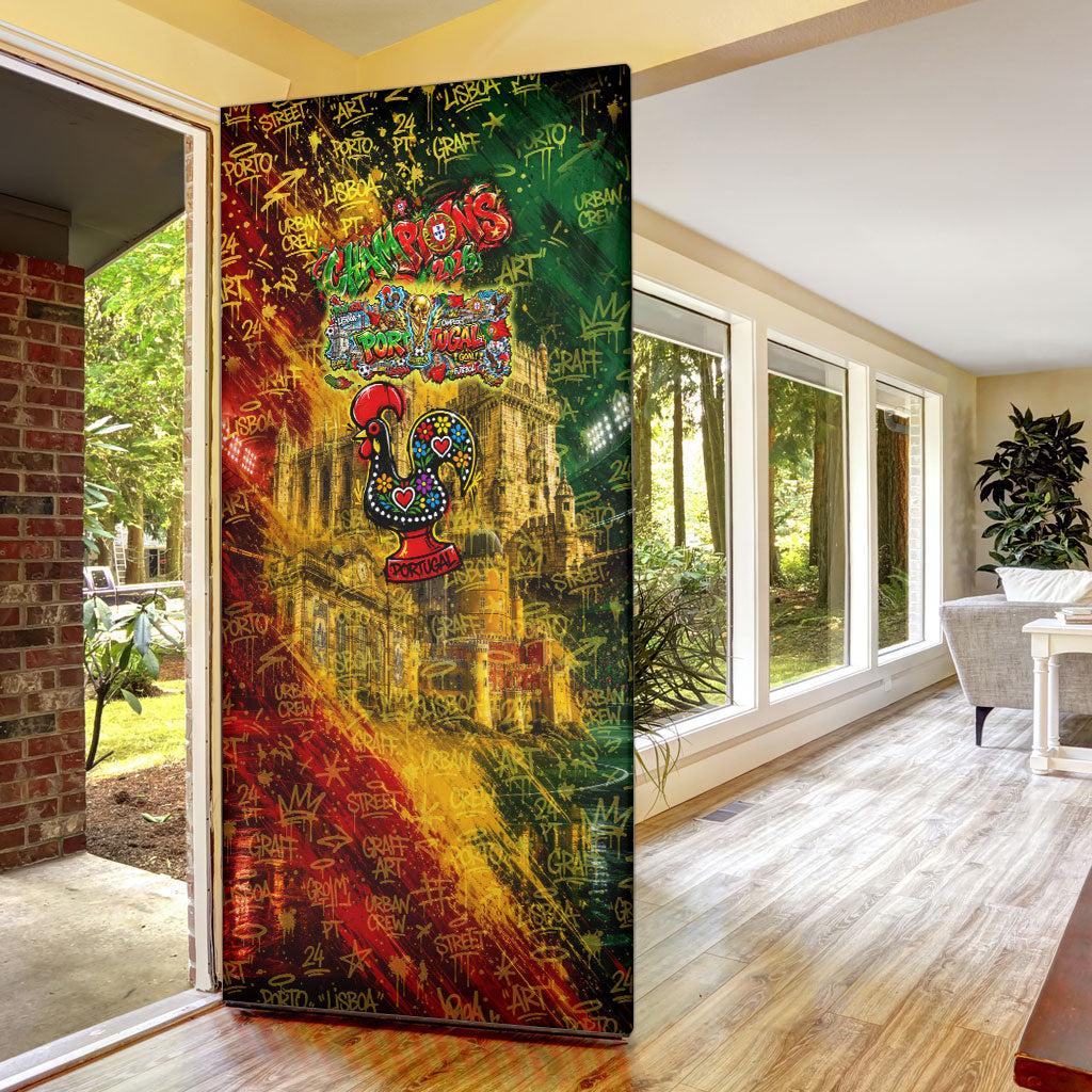 Portugal Football Champions 2026 Door Cover Urban Graffiti Street Art Galo De Barcelos