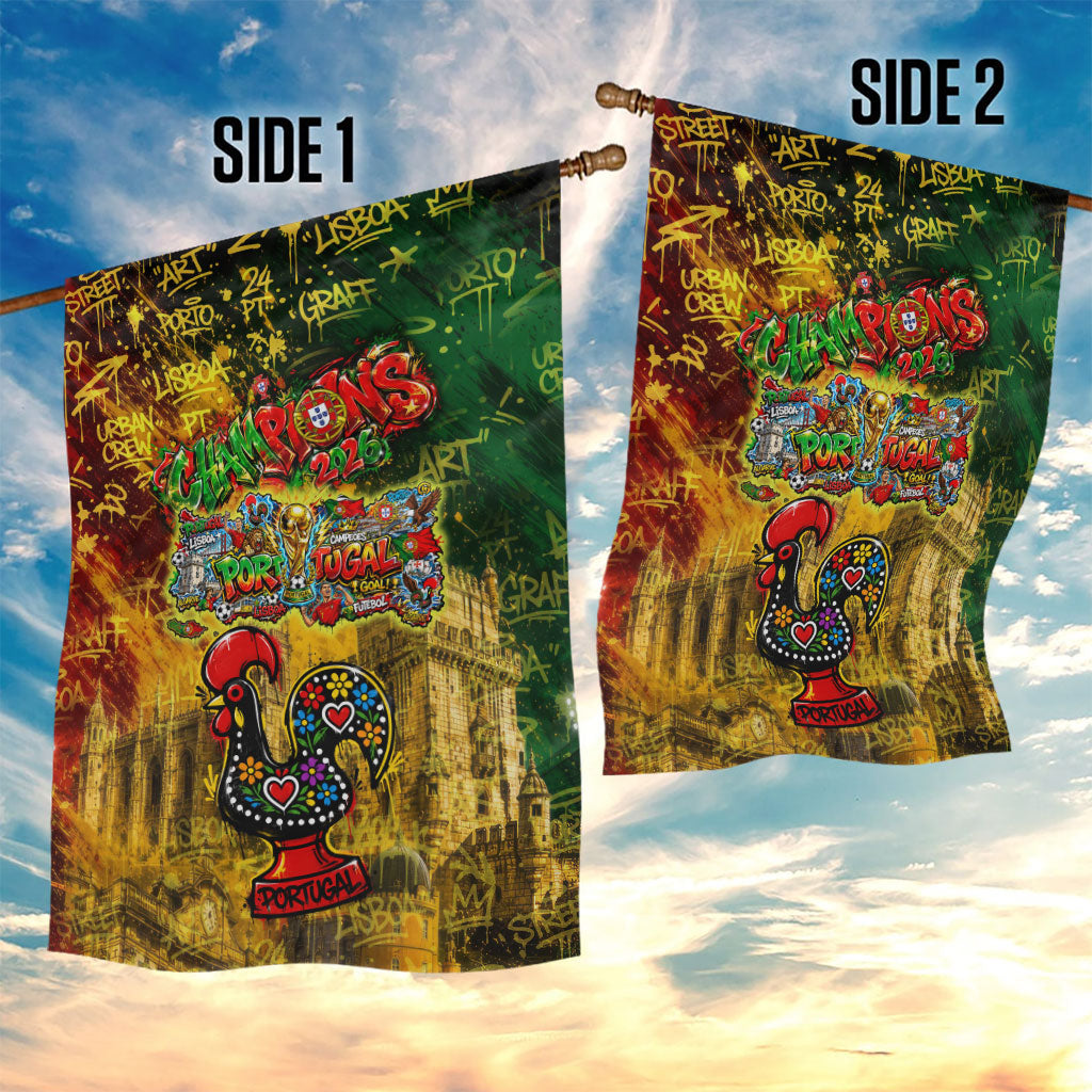 Portugal Football Champions 2026 Garden Flag Urban Graffiti Street Art Galo De Barcelos