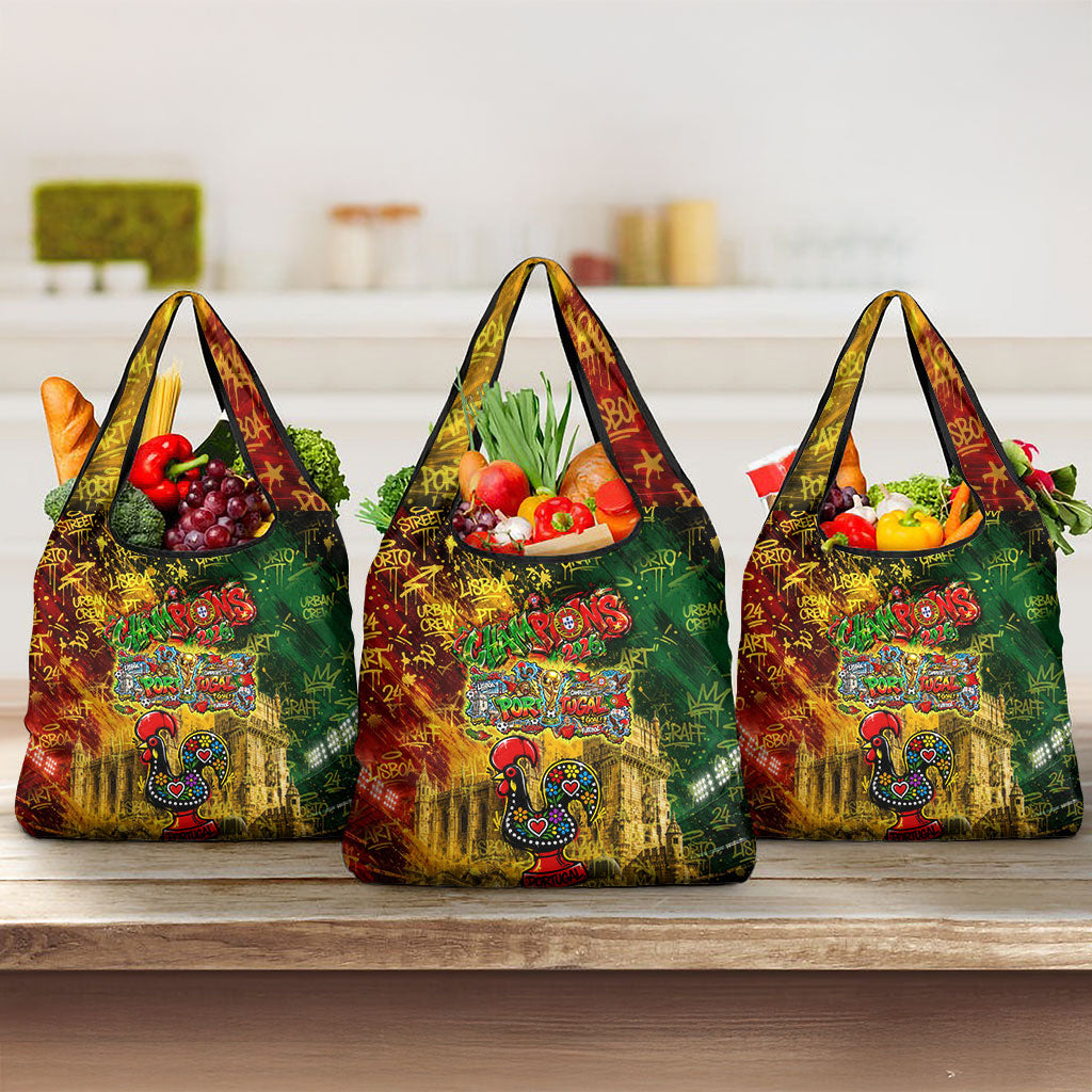 Portugal Football Champions 2026 Grocery Bag Urban Graffiti Street Art Galo De Barcelos