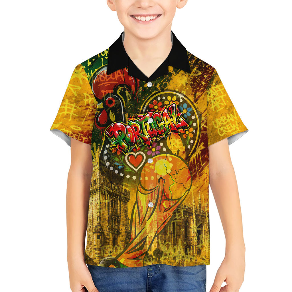 Portugal Football Champions 2026 Kid Hawaiian Shirt Urban Graffiti Street Art Galo De Barcelos