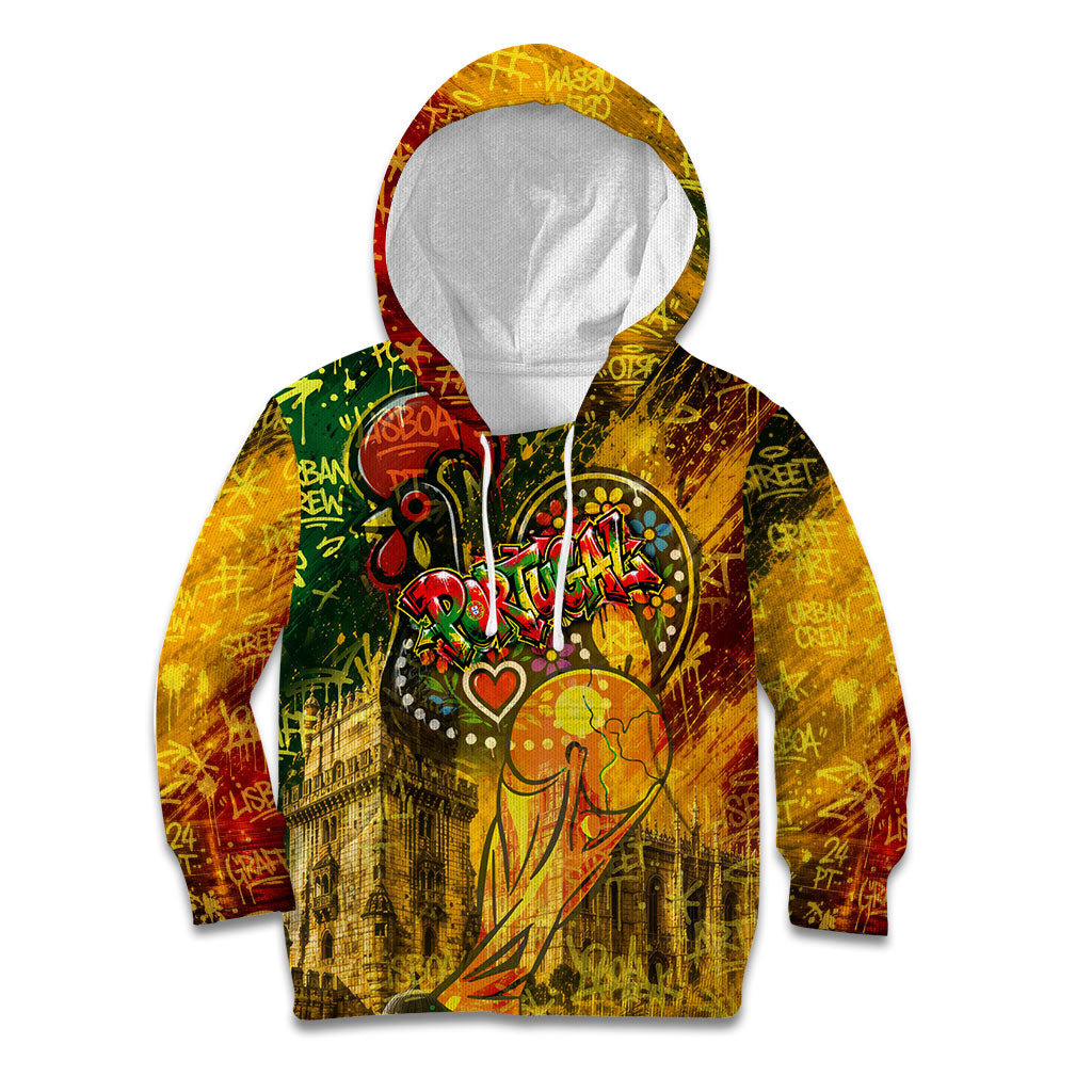 Portugal Football Champions 2026 Kid Hoodie Urban Graffiti Street Art Galo De Barcelos