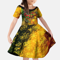Portugal Football Champions 2026 Kid Short Sleeve Dress Urban Graffiti Street Art Galo De Barcelos