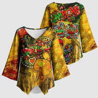 Portugal Football Champions 2026 Kimono Sleeve Blouse Urban Graffiti Street Art Galo De Barcelos
