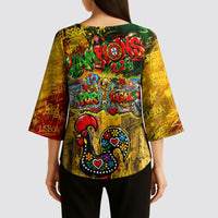 Portugal Football Champions 2026 Kimono Sleeve Blouse Urban Graffiti Street Art Galo De Barcelos