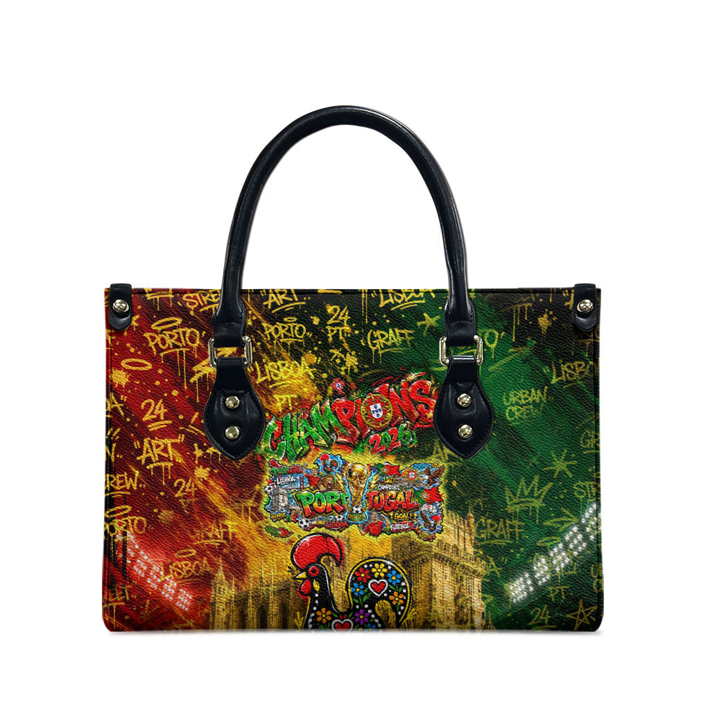 Portugal Football Champions 2026 Leather Bag Urban Graffiti Street Art Galo De Barcelos
