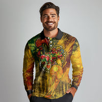 Portugal Football Champions 2026 Long Sleeve Polo Shirt Urban Graffiti Street Art Galo De Barcelos