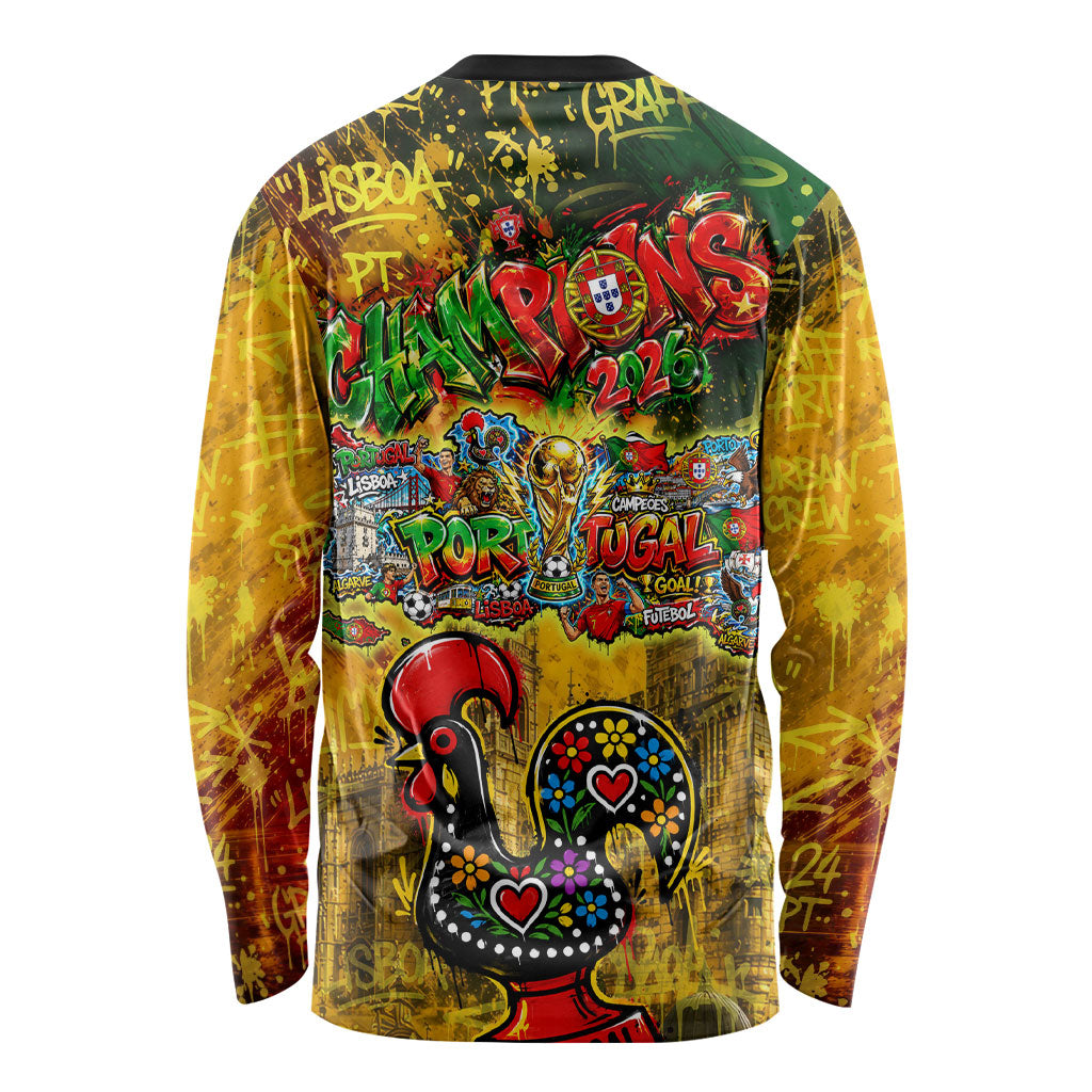 Portugal Football Champions 2026 Long Sleeve Shirt Urban Graffiti Street Art Galo De Barcelos