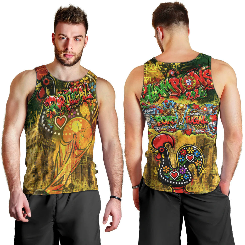Portugal Football Champions 2026 Men Tank Top Urban Graffiti Street Art Galo De Barcelos