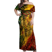 Portugal Football Champions 2026 Off Shoulder Maxi Dress Urban Graffiti Street Art Galo De Barcelos