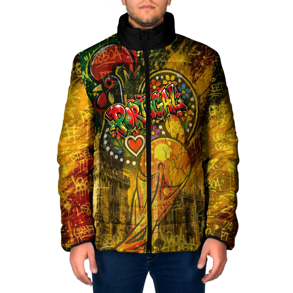 Portugal Football Champions 2026 Padded Jacket Urban Graffiti Street Art Galo De Barcelos