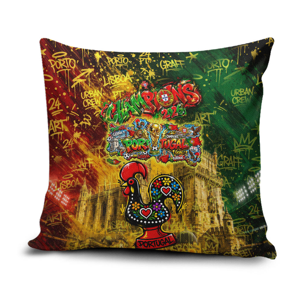 Portugal Football Champions 2026 Pillow Cover Urban Graffiti Street Art Galo De Barcelos