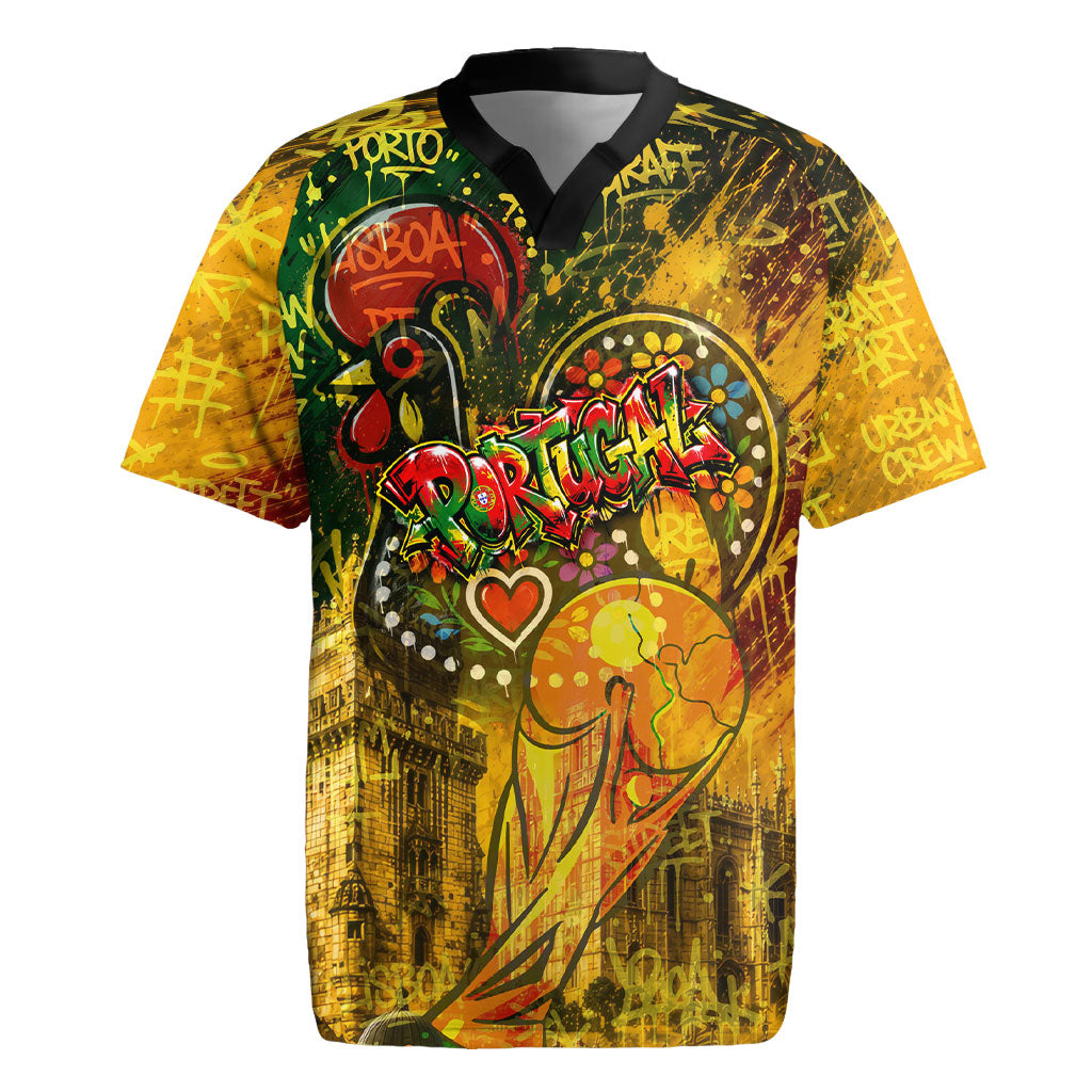 Portugal Football Champions 2026 Rugby Jersey Urban Graffiti Street Art Galo De Barcelos