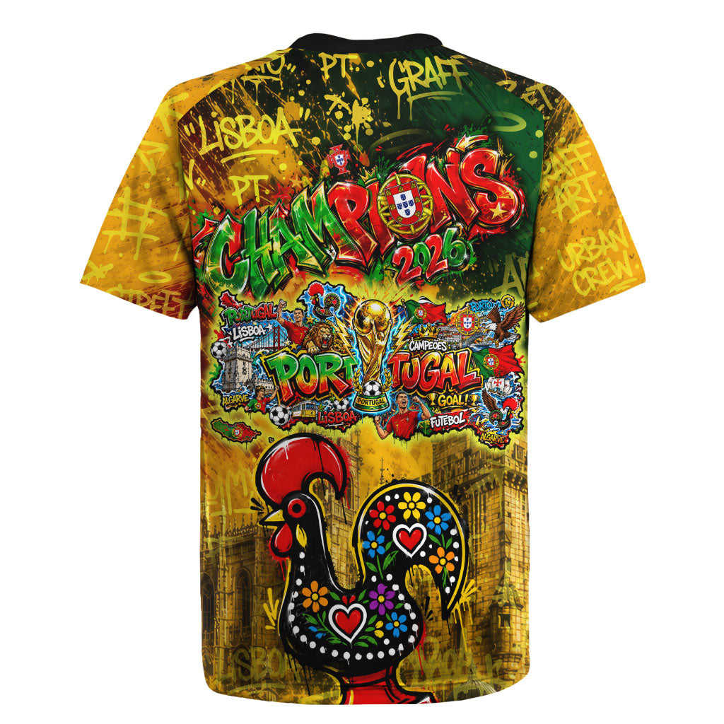 Portugal Football Champions 2026 Rugby Jersey Urban Graffiti Street Art Galo De Barcelos