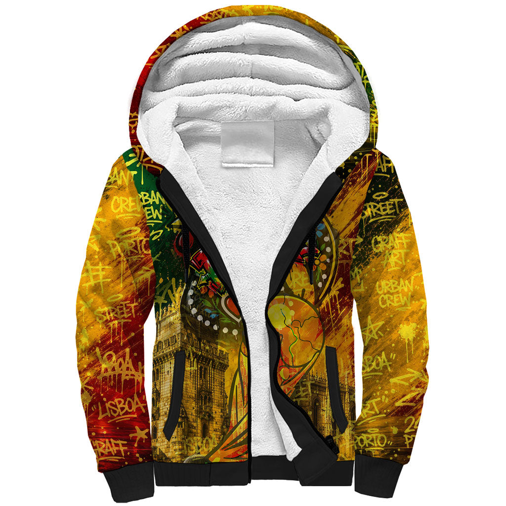 Portugal Football Champions 2026 Sherpa Hoodie Urban Graffiti Street Art Galo De Barcelos